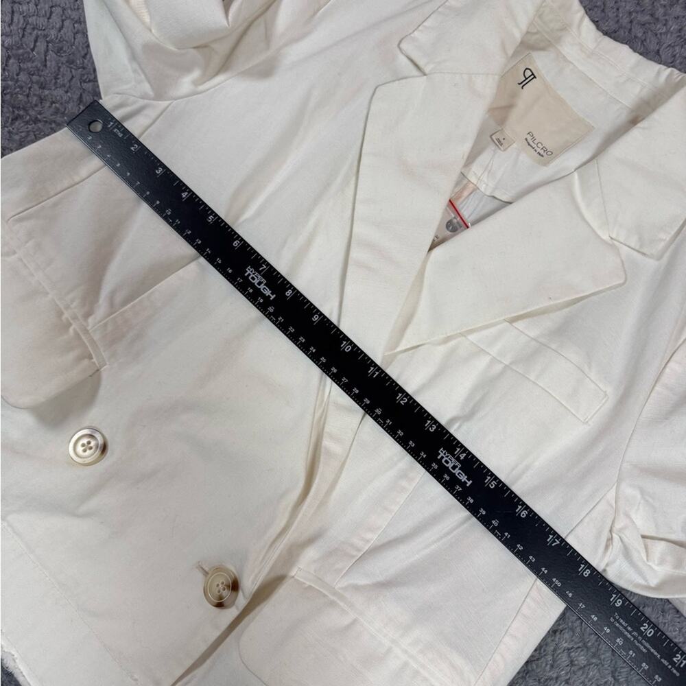 Anthropologie PILCRO Women’s FRAY HEM BLAZER Ivory Small - Picture 9 of 11